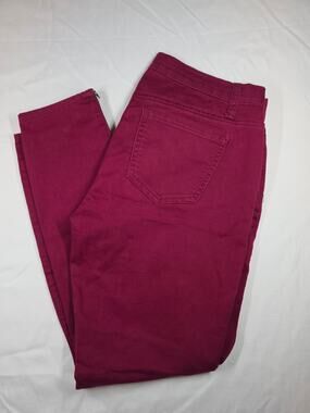 Burgandy Forever 21 Skinny Jeans with Zipper Detail